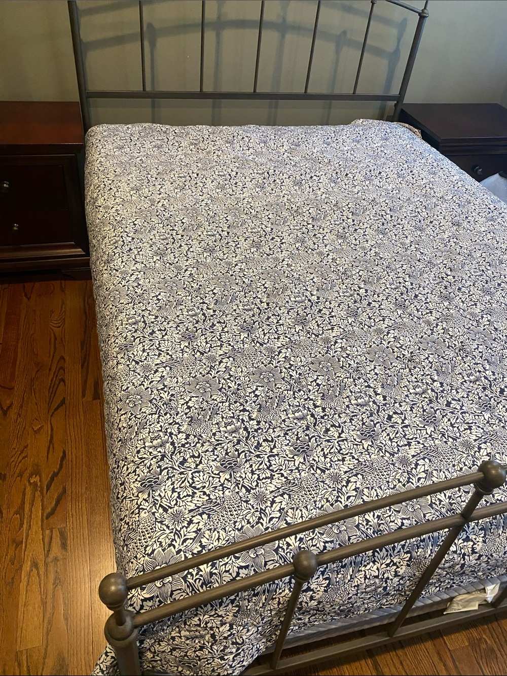 William Morris Navy Blue Bird Print Cotton Quilt